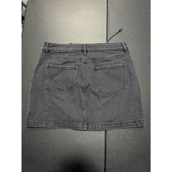 Kendall & Kylie Black Mid Rise Mini Criss Cross Drawstring Womens Denim Skirt 28 - Picture 2 of 4